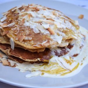 ANZAC Inspired Pancakes with Coconut Ricotta ‘Ice-Cream’